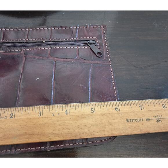 Rare LOS ROBLES Polo Time Leather Backpack Argentina Brown Croco Embossed main image 6